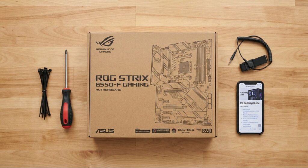 De werkplek voorbereiden door het benodigde te verzamelen zoals een schroevendraaier en tie-wraps